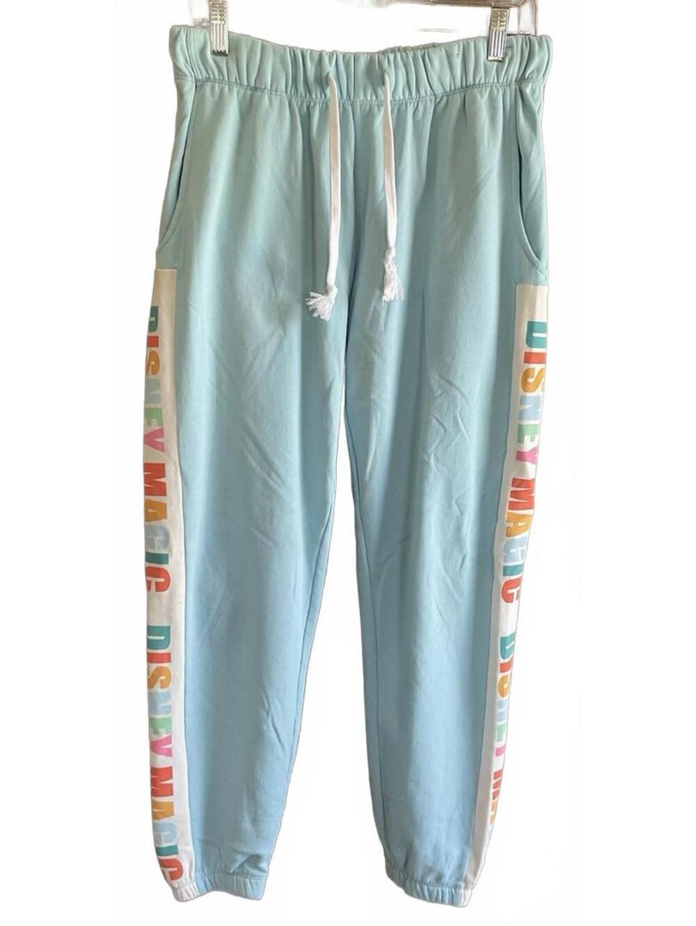 Disney Womens Elastic Waist Blue Sweat Pants With Pockets Size M